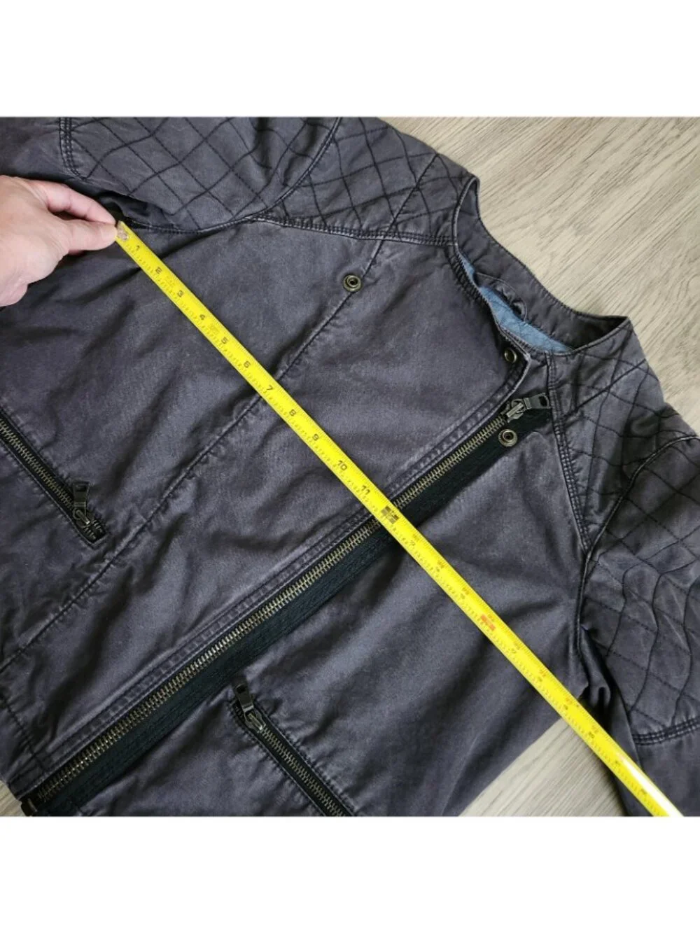 Gap Black Denim Jacket Youth Girls 12 Quilted Lined Zipper Pockets Long Sleeves